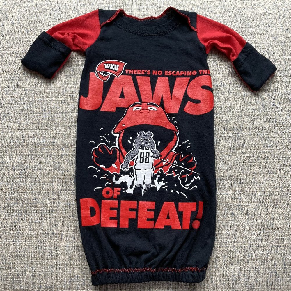 Western Kentucky University WKU Big Red upcycled t-shirt newborn sleep sack